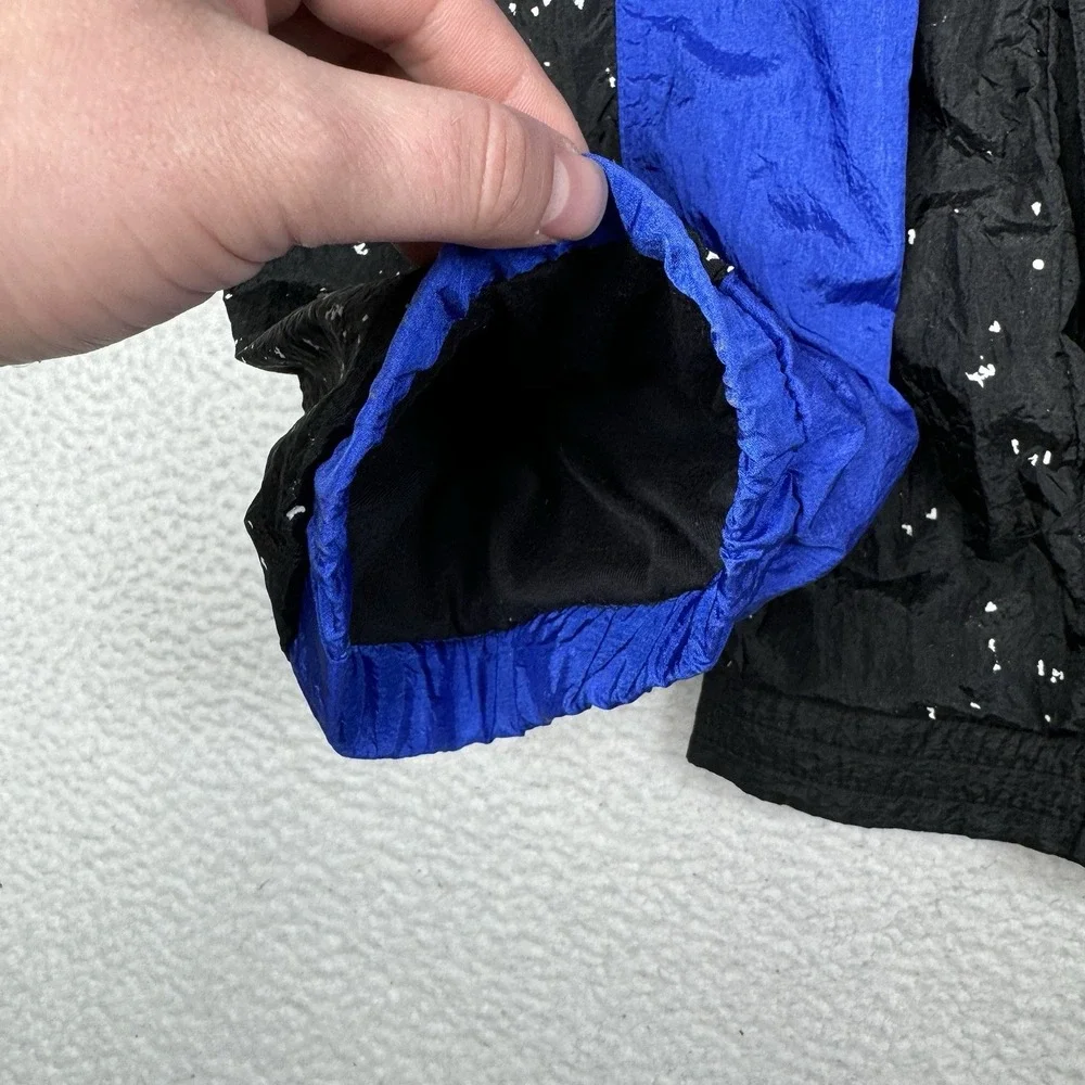 Vintage 90s IXSPA Windbreaker Jacket Black Blue - Men's Medium (Fits Roomy)
